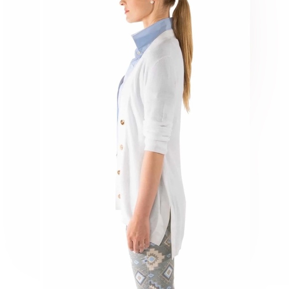 Gretchen Scott Grosgrain Heaven Cardigan in White, Medium, Spring Preppy Soft - Picture 2 of 14